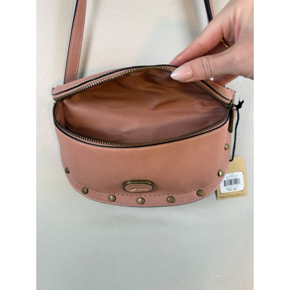 Frye & Co Blake Belt Bag Pink Cork Faux Leather Studded Crossbody New With Tag - Picture 6 of 13
